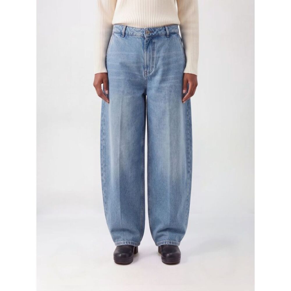 Ami Paris Women Ami Paris High-Waisted Wide-Leg Jeans In Cotton Denim